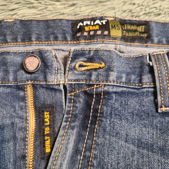 Ariat Rebar M5 Mens Denim Work Jeans Straight Leg Knife Pocket 42x30 Fits‎ 41x29 - Picture 6 of 7
